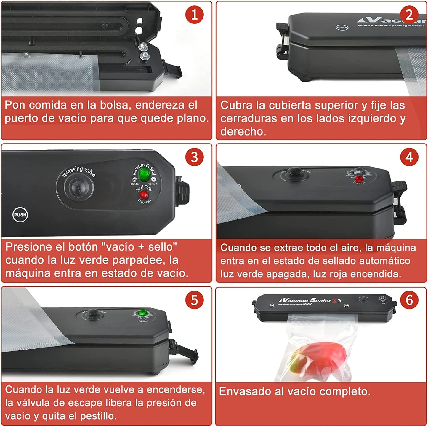 MÁQUINA SELLADORA AL VACÍO AUTOMÁTICA Y 1 PACK DE 25 BOLSAS 🎁